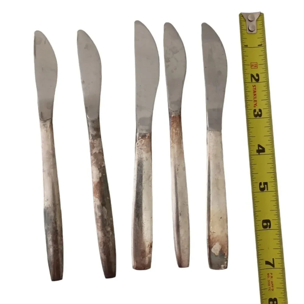 Vintage United‎ Airlines Knives Knife Lot x 5 Silver Plate Flatware Silverware.
